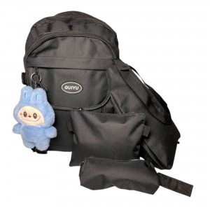 Дитячий шкільний рюкзак 481 з брелоком лабубу та наповненням 5 в 1 (пенал, шопер, сумочка для дрібниць) Чорний Дитячий шкільний рюкзак 481 з брелоком лабубу та наповненням 5 в 1 (пенал, шопер, сумочка для дрібниць) Чорний