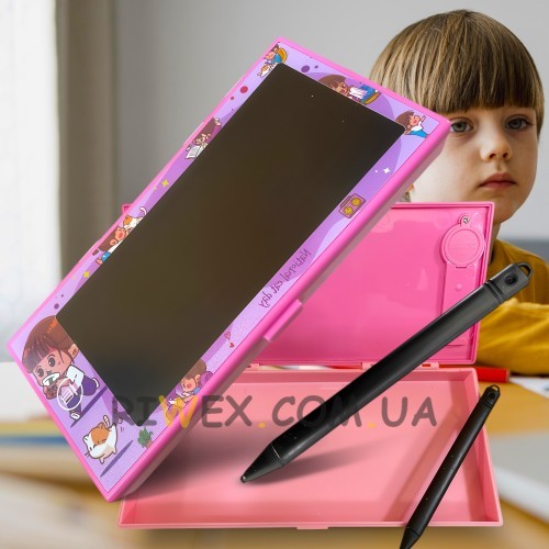 Шкільний планшет для малювання з пеналом для ручок Bai Bian BB218 LCD Рожевий (AX)