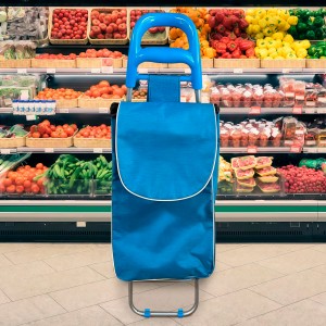 Портативна універсальна господарська сумка для продуктів на колесах Laundry 33 л Блакитний (YAB)