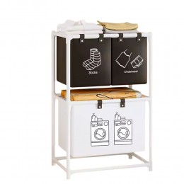 Двухъярусная корзина для белья Dirty Laundry 1036 с тремя отделениями, 95х55х25 см (AMN)
