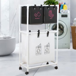 Двухъярусная корзина для белья Dirty Laundry 1036 на колесах, 95х55х25 см (AMN)
