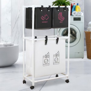 Двоярусний кошик для білизни Dirty Laundary 1036 на колесах, 95х55х25 см (AMN)