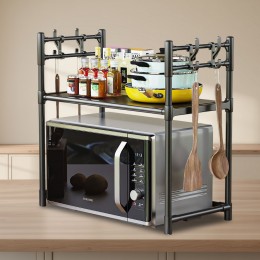 Двухярусная полка-стеллаж для микроволновки Microvave Rack AY-6621/1016 50*59,5*33 см, Черный (AMN)