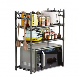 Полиця-стелаж для мікрохвильовки Microvave Rack AY-6622/1015 3-ярусна з гачками 72*59,5*33 см, Чорний (AMN) 