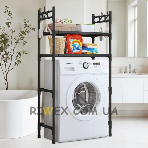 Полиця-стелаж  Washing Machine 1018 на 2 полиці 146,5*63,5*26 см, Чорний (AMN) 