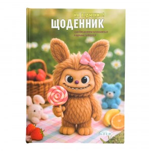 Дитячий шкільний щоденник для записів на 48 листів Brisk GOLD 72055 Лабубу на пікніку
