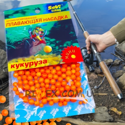 Рибацька ароматизована плавуча насадка з пінопласту SEVI Fishing Кукурудза