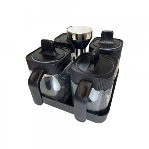Органайзер для спецій Spice Rack Set TGL-029, 4 в 1 з ложками і кришками, скляні ємності з підставкою (AMN)