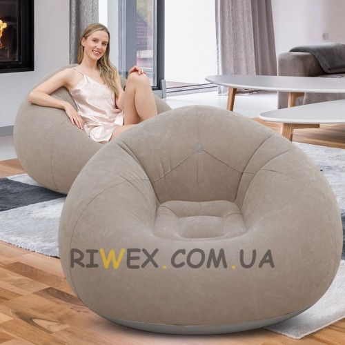 Надувное кресло-пуф Inflatable Sofa KR-11024, 110×110×85 см, до 150 кг, Серый (AMN)