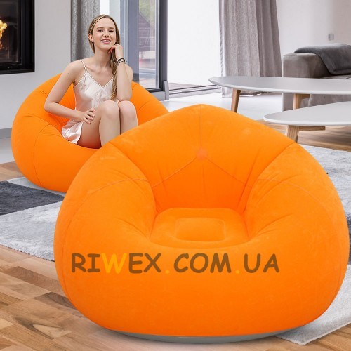 Надувное кресло-пуф Inflatable Sofa KR-11024, 110×110×85 см, до 150 кг, Оранжевый (AMN)