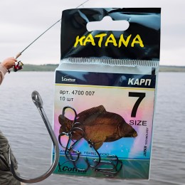 Универсальный рыбацкий крючок из высокоуглеродистой стали для удочки Katana №7/4701-007 10шт Карп