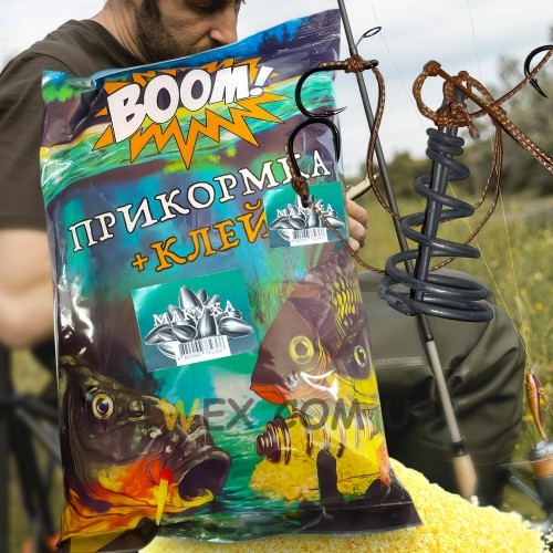 Підгодовування для риби прикормка BOOM клей 900г Макуха