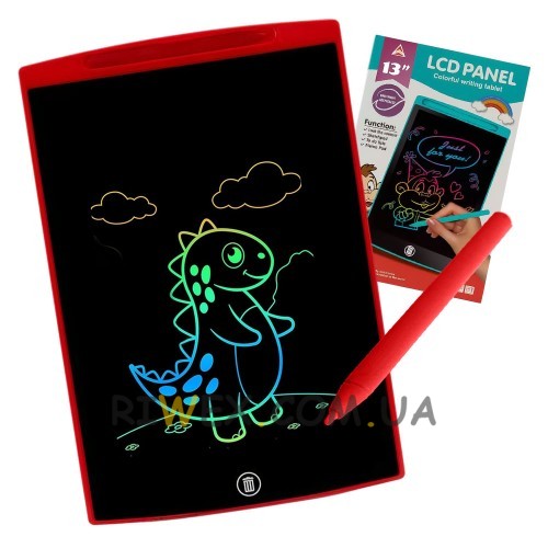 Планшет графический для рисования, заметок 1301 LCD Writing 13", Красный  (AX)