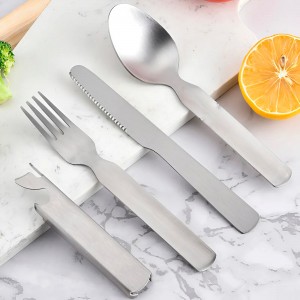 Туристичний універсальний набір столових приладів з 4 об'єктів (Ложка, Вилка, Відкривачка, Ніж) 1920 (JS)