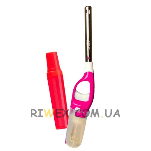 Бытовая мощная кухонная зажигалка с пьезоподжигом и баллончиком ICQ Lighter XHG8803 Малиновый (AMN)