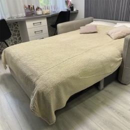 Двоспальний плед-покривало бавовна Lisa стільники «Затишок» 230*200 см Пісочний (ВОТ)