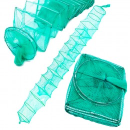 Портативная складная крепкая рыбацкая раколовка-гармошка 6 м, 14 выходов 30х40 см