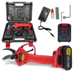 Секатор акумуляторний з 2 акумуляторами 12V у валізі Lithium Scissors, Червоний (AMN)