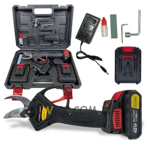 Секатор аккумуляторный с 2 ​​аккумуляторами 12V в чемодане Lithium Scissors, Черный (AMN)