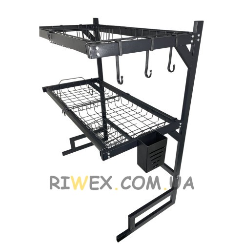 Кухонна металева полиця-органайзер Kitchen Rack 75×65×33 см, встановлення на раковину (AMN)
