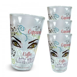 Набір скляних стаканчиків із подвійними стінками Glass Ware Coffe Cappuccino (4 шт. по 300 мл)