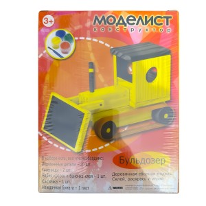 Детский развивающий деревянный конструктор-раскраска 20 деталей  M-006 Бульдозер (NI)