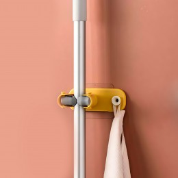 Компактный настенный универсальный держатель органайзер для швабр и щеток Желтый (205)