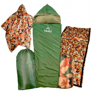 Термо-набор с одноместным спальным мешком с подушкой TANU, -25С°, 300 г/м2, 215*75 см. Олива (BR)