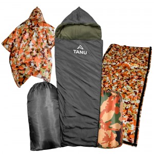 Термо-набір з одномісним спальним мішком з подушкою TANU, -25С°, 300 г/м2, 215*75 см Чорний (BR)