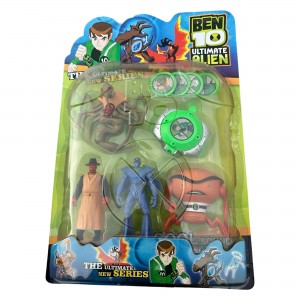Детский игровой набор светящихся фигурок G01943/0803-6 BEN10 5 серии + часы с дисками в блистере (NI)