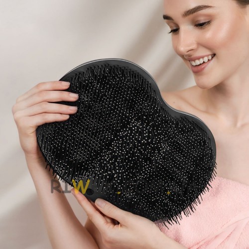 Силиконовая мочалка для тела для душа и ванной на присосках, Черная