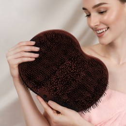 Силиконовая мочалка для тела для душа и ванной на присосках, Коричневая