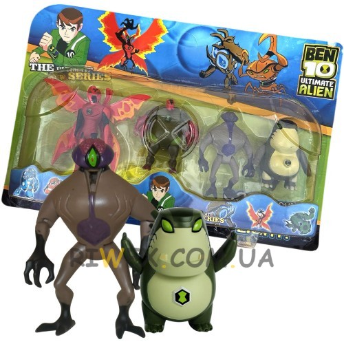 Коллекционный набор G01982/0842-3 Ben10, 5 фигурок 5 серии(Крылатый+Обезьяна-паук+Бливка+Рук)(NI)