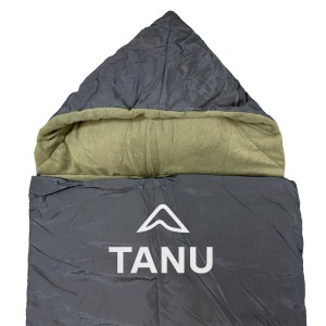 Спальний мішок з подушкою TANU Батал флісовий -30С°, синтепон 350 г/м2, розмір 220*90 см Чорний (BR)