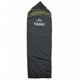 Спальный мешок с подушкой TANU Батал флисовый -30°, синтепон 350 г/м2, размер 220*90 см Черный (BR)