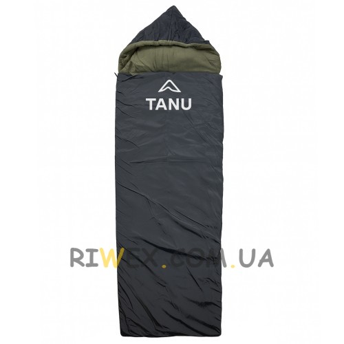 Спальный мешок с подушкой TANU Батал флисовый -30°, синтепон 350 г/м2, размер 220*90 см Черный (BR)