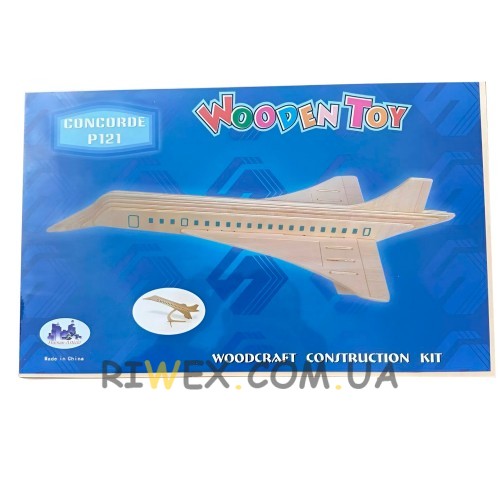 Детский игровой деревянный 3D-конструктор сборной модели 4 пластины P121 Конкорд (NI)