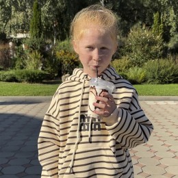 Детское утепленное худи с капюшоном в полоску с флисом SPARKLE Min 6-12 лет 128 Бежево-коричневая (SPRK)