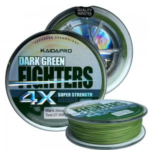 Леска для рыбалки Kaidapro Fighters 4X 100м, 27кг, 0,35мм Dark green