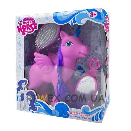 Подарочный набор игрушек единороги с расческой и зеркалом в комплекте My happy horse EN71-6P (AHMD)