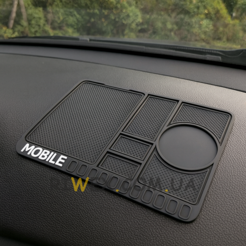 Автомобільний антиковзкий універсальний килимок в автомобіль з тримачем для телефону 4в1 Blackline