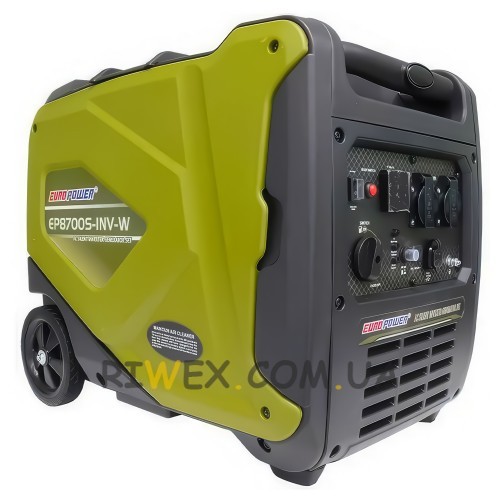 Бензиновый однофазный генератор на колесах с ручным запуском EP8700S-INV-EW Euro Power на 4.5-5 кВт (ISML)