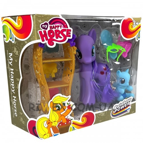 Игровой детский комплект пони My happy horse Rainbow power L-A17 с аксессуарами (AHMD)