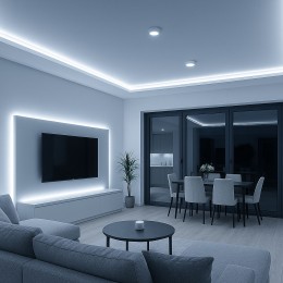 Світлодіодна стрічка вологозахищена холодний відтінок 220V 4.8W 2835 CW WHITE PCB IP65 (YAB)