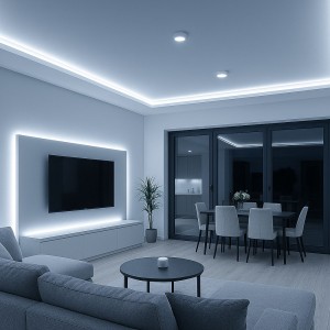 Світлодіодна стрічка вологозахищена холодний відтінок 220V 4.8W 2835 CW WHITE PCB IP65 (YAB)
