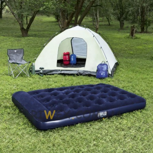 Надувной велюровый полуторный матрас Bestway Pavillo 67225 (с подголовником, встроенный ножной насос) (LM)