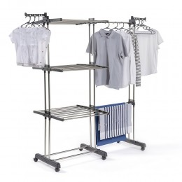 Підлогова велика складна подвійна сушарка з відділеннями для білизни Garment rack 4Life AT92