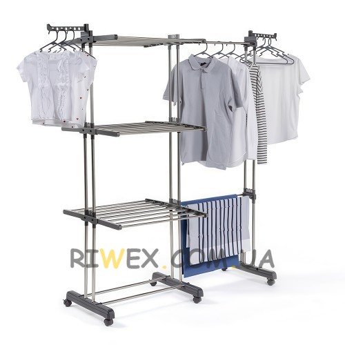 Підлогова велика складна подвійна сушарка з відділеннями для білизни Garment rack 4Life AT92