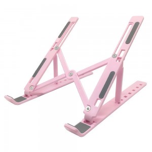 Складная раздвижная пластиковая регулируемая подставка для ноутбука и планшета Multi Position Розовый (205)