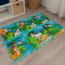 Дитячий м'який коврик-пазл EVA Герої мультфільмів 8 пазлів 31,5 х 31,5 х 1 см Блакитний (12)